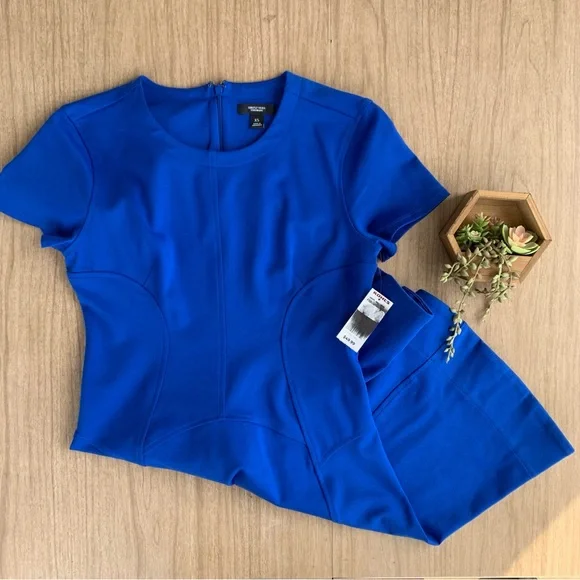 Royal Blue Fit and Flare Dress Simply Vera by Vera Wang Size XS Short Sleeve NWT - Picture 15 of 15